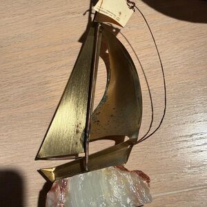 Brass 1981 vintage MCM sailboat signed by Yosi